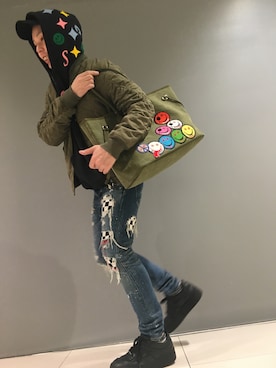 「READYMADE（レディメイド）のアイテム（バッグ）」を使った、Koutaro Makitaさん（メンズ・170cm）の冬コーディネート