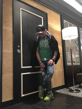 「roar（ロアー）のアイテム（帽子）」を使った、Koutaro Makitaさん（メンズ・170cm）の夏コーディネート