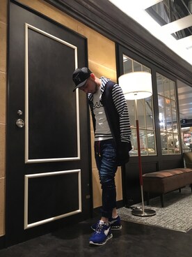 「roar（ロアー）のアイテム（帽子）」を使った、Koutaro Makitaさん（メンズ・170cm）の夏コーディネート