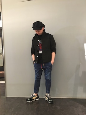 「ISAMU KATAYAMA BACKLASH（イサムカタヤマバックラッシュ）のアイテム（キャスケット）」を使った、Koutaro Makitaさん（メンズ・170cm）の秋コーディネート