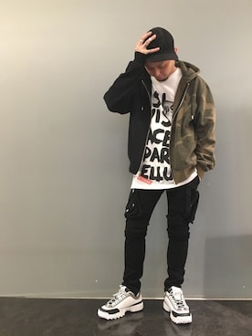 「UEG（ユーイージー）のアイテム」を使った、Koutaro Makitaさん（メンズ・170cm）の秋コーディネート