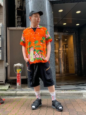 「KMRii（ケムリ）のアイテム（パンツ）」を使った、Koutaro Makitaさん（メンズ・170cm）の夏コーディネート