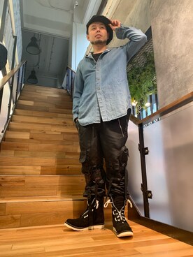 「ISAMU KATAYAMA BACKLASH（イサムカタヤマバックラッシュ）のアイテム（シャツ/ブラウス）」を使った、Koutaro Makitaさん（メンズ・168cm）の春コーディネート