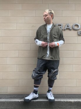 「ISAMU KATAYAMA BACKLASH（イサムカタヤマバックラッシュ）のアイテム（シャツ/ブラウス）」を使った、Koutaro Makitaさん（メンズ・168cm）の春コーディネート