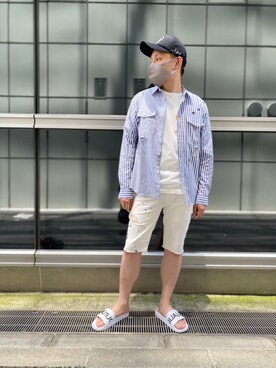 「1PIU1UGUALE3  RELAX （ウノピゥウノウグァーレトレ リラックス）のアイテム（サンダル）」を使った、Koutaro Makitaさん（メンズ・168cm）の夏コーディネート