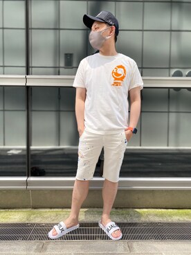 「1PIU1UGUALE3  RELAX （ウノピゥウノウグァーレトレ リラックス）のアイテム（サンダル）」を使った、Koutaro Makitaさん（メンズ・168cm）の夏コーディネート