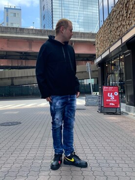 「ISAMU KATAYAMA BACKLASH（イサムカタヤマバックラッシュ）のアイテム（パーカー）」を使った、Koutaro Makitaさん（メンズ・168cm）の秋コーディネート