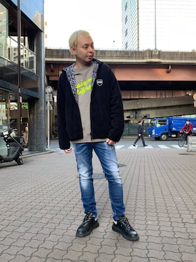 「Maison Kitsune（メゾンキツネ）のアイテム」を使った、Koutaro Makitaさん（メンズ・168cm）の秋コーディネート