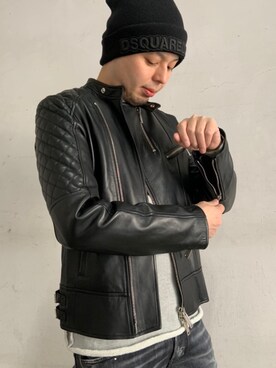 「DSQUARED2（ディースクエアード）のアイテム（ニットキャップ/ビーニー）」を使った、Koutaro Makitaさん（メンズ・168cm）の秋コーディネート