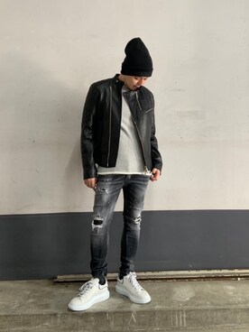「DSQUARED2（ディースクエアード）のアイテム（ニットキャップ/ビーニー）」を使った、Koutaro Makitaさん（メンズ・168cm）の秋コーディネート