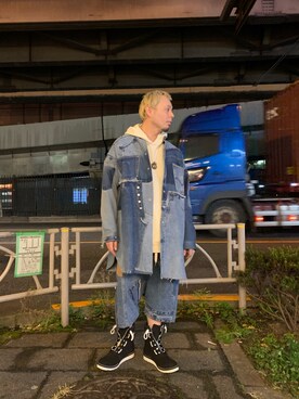 「ISAMU KATAYAMA BACKLASH（イサムカタヤマバックラッシュ）のアイテム（ブーツ）」を使った、Koutaro Makitaさん（メンズ・168cm）の秋コーディネート