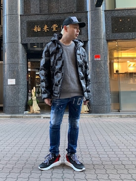 「DSQUARED2（ディースクエアード）のアイテム（シューズ）」を使った、Koutaro Makitaさん（メンズ・168cm）の冬コーディネート