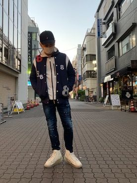 「muta（ムータ）のアイテム（ブルゾン）」を使った、Koutaro Makitaさん（メンズ・168cm）の冬コーディネート