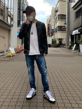 「DSQUARED2（ディースクエアード）のアイテム（シューズ）」を使った、Koutaro Makitaさん（メンズ・168cm）の冬コーディネート
