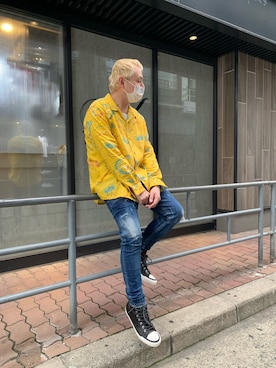 「ISAMU KATAYAMA BACKLASH（イサムカタヤマバックラッシュ）のアイテム（スニーカー）」を使った、Koutaro Makitaさん（メンズ・168cm）の春コーディネート