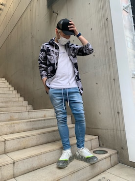 「muta（ムータ）のアイテム（帽子）」を使った、Koutaro Makitaさん（メンズ・168cm）の春コーディネート