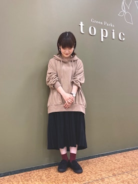 「Green　Parks（グリーンパークス）の裏毛ボリュームパーカー＊（パーカー）」を使った、やしこさん（レディース・147cm）の秋コーディネート