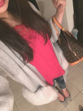 「赤」｜「アイテム（タンクトップ）」を使った、☻さん（レディース・164cm）の秋コーディネート