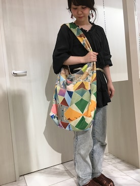 「ACCOMMODE（アコモデ）のアイテム（アクセサリー）」を使った、梅林佳奈さん（レディース・156cm）の夏コーディネート
