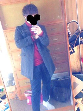 「ダニエルウェリントン」｜「アイテム（チェスターコート）」を使った、のっしーさん（メンズ・171cm）の冬コーディネート