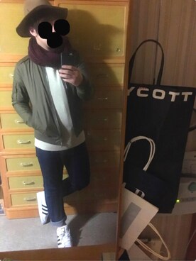 「エムエーワン」｜「アイテム（ブルゾン）」を使った、のっしーさん（メンズ・171cm）の冬コーディネート