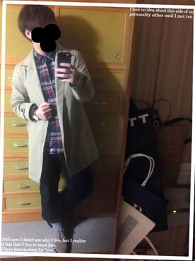「ダニエルウェリントン」｜「アイテム（ステンカラーコート）」を使った、のっしーさん（メンズ・171cm）の春コーディネート