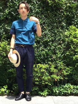 「アイテム（ポロシャツ）」を使った、yossyさん（メンズ・176cm）の夏コーディネート