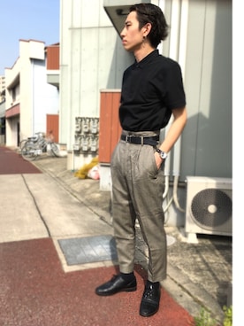 「アイテム（ポロシャツ）」を使った、yossyさん（メンズ・176cm）の春コーディネート