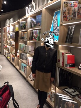 「Heather（ヘザー）のアイテム（ジャケット/アウター、ブラック系）」を使った、Tianさん（レディース・164cm）の冬コーディネート