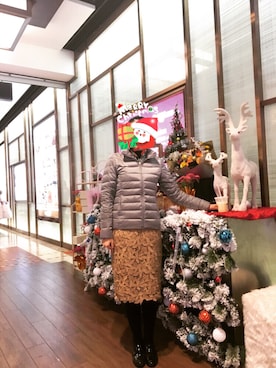 「UNIQLO（ユニクロ）のアイテム（ジャケット/アウター、グレー系）」を使った、Tianさん（レディース・164cm）の冬コーディネート