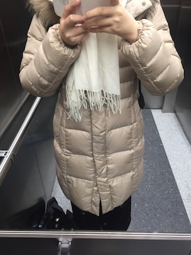 「23区（ニジュウサンク）のアイテム（ダウンジャケット/コート、ベージュ系）」を使った、Tianさん（レディース・164cm）の冬コーディネート