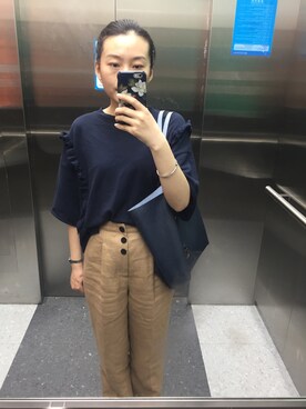 「MICHAEL KORS（マイケルコース）のアイテム（バッグ、ブルー系）」を使った、Tianさん（レディース・164cm）の夏コーディネート