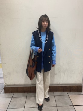 「紺ブレ」｜MINAさん（レディース・162cm）の秋コーディネート