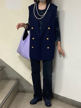 「JIL SANDER NAVY（ジルサンダーネイビー）のアイテム」を使った、MINAさん（レディース・162cm）の秋コーディネート