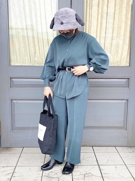 「とろみシャツ」｜「アイテム（ブーツ）」を使った、ä m i さん（レディース・162cm）の秋コーディネート