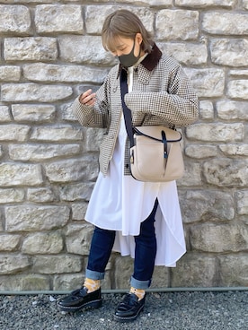 「barbour」｜「アイテム（シャツワンピース）」を使った、ä m i さん（レディース・162cm）の春コーディネート