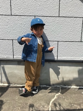 「vans」｜「アイテム（デニムジャケット）」を使った、shkさん（キッズ・80cm）の冬コーディネート