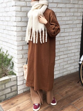 「アイラブCONVERSE」｜「アイテム（ワンピース/ドレス）」を使った、kuririnさん（レディース・159cm）の冬コーディネート