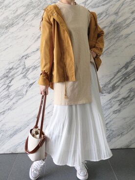 「CORNERS（コーナーズ）のアイテム（マウンテンパーカー）」を使った、kuririnさん（レディース・159cm）の春コーディネート