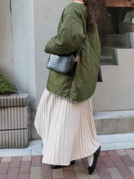 「corners」｜「アイテム（ミリタリージャケット）」を使った、kuririnさん（レディース・159cm）の冬コーディネート