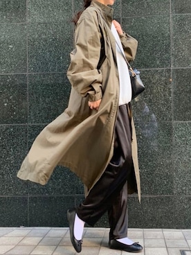 「CORNERS（コーナーズ）のヴィンテージサテンリラックスパンツ（その他パンツ）」を使った、kuririnさん（レディース・159cm）の冬コーディネート