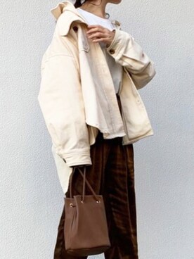 「CORNERS（コーナーズ）のヴィンテージサテンリラックスパンツ（その他パンツ）」を使った、kuririnさん（レディース・159cm）の冬コーディネート