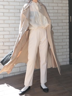 「アイボリー」｜「アイテム（トレンチコート）」を使った、kuririnさん（レディース・159cm）の春コーディネート
