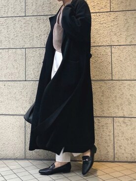 「CORNERS（コーナーズ）のダブルフェイスサイドスリットオーバーサイズロングコート（チェスターコート）」を使った、kuririnさん（レディース・159cm）の秋コーディネート