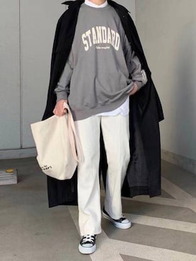 「CORNERS（コーナーズ）のアイテム（ステンカラーコート）」を使った、kuririnさん（レディース・159cm）の冬コーディネート