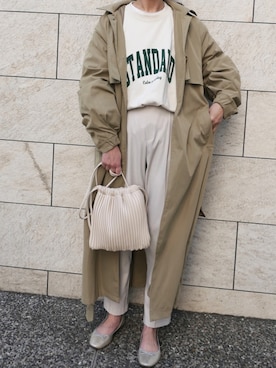 「CORNERS（コーナーズ）のアイテム（ステンカラーコート）」を使った、kuririnさん（レディース・159cm）の冬コーディネート