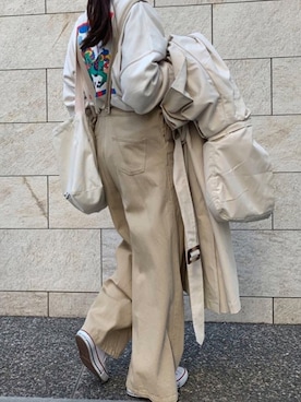 「コラボ」｜「アイテム（サロペット/オーバーオール）」を使った、kuririnさん（レディース・159cm）の冬コーディネート
