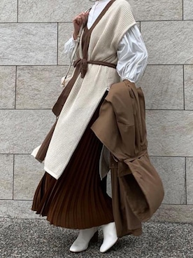 「corners」｜「アイテム（トレンチコート）」を使った、kuririnさん（レディース・159cm）の冬コーディネート