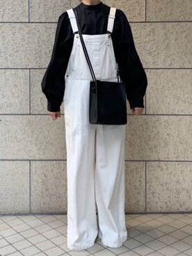 「コラボ」｜「アイテム（サロペット/オーバーオール）」を使った、kuririnさん（レディース・159cm）の春コーディネート