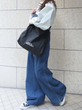 「コラボ」｜「アイテム（サロペット/オーバーオール）」を使った、kuririnさん（レディース・159cm）の春コーディネート